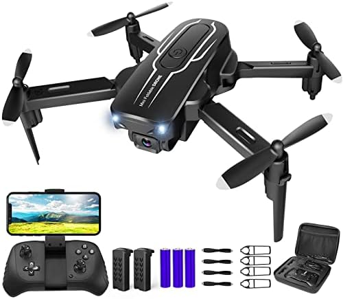 Mini Drone with Camera for Adults Kids - 1080P HD FPV Camera Drones with 90° Adjustable Lens, Gestures Selfie, One Key Start, 360° Flips, Toys Gifts RC Quadcopter for Boys Girls with 2 Batteries