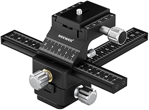 NEEWER 4-Way Macro Focusing Rail Slider with Quick Release Plate, 1/4”-20 Thread for Macro Photography and Close-Up Shooting, Compatible with Canon Nikon Fujifilm Sony DSLR Mirrorless Camera