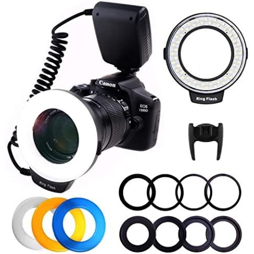 PLOTURE Flash Light with LCD Display Adapter Rings and Flash Diff-Users Works with Canon Nikon and Other DSLR Cameras