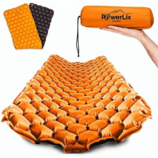 POWERLIX Ultralight Sleeping Pad for Camping with Inflating Bag, Carry Bag, Repair Kit – Compact Lightweight Camping Mat, Outdoor Backpacking Hiking Traveling Camping Air Mattress Airpad