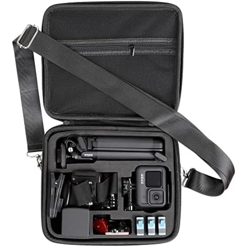 PellKing Hard Case for GoPro Hero 12/11/10/9/8/7/2018/6/5 Blcak/4 Silvery Action Camera, Accessories Carrying Storage Shoulder Bag With Strap for DJI Osmo Action 4/3