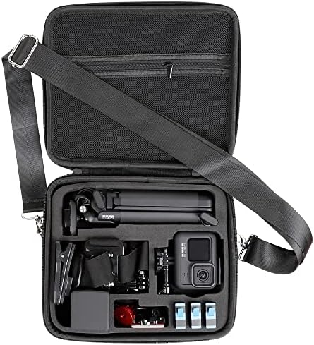 PellKing Hard Case for GoPro Hero 12/11/10/9/8/7/2018/6/5 Blcak/4 Silvery Action Camera, Accessories Carrying Storage Shoulder Bag With Strap for DJI Osmo Action 4/3