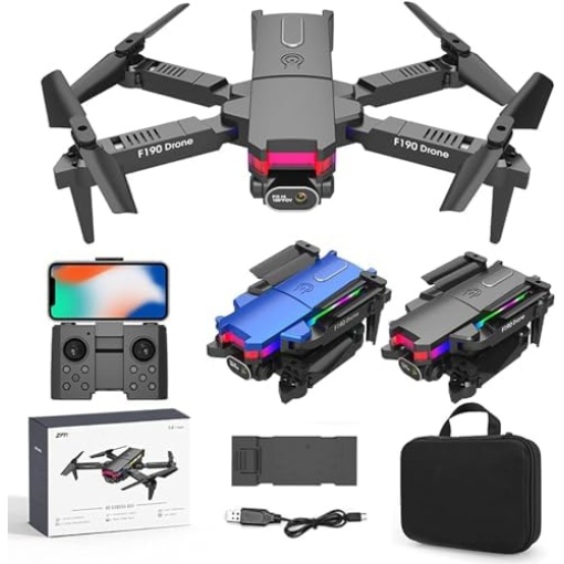 Portable Foldable Pocket Drone Mini Drone with 4K HD Dual FPV Wide Angle Camera for Adults Kids Beginner RC Quadcopter Drone with 2.4G WiFi Live Video Hold Headless Mode, Gifts for Boys Girls (Black)