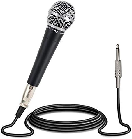 Pyle Handheld Microphone Dynamic Moving Coil Cardioid Unidirectional Includes 15ft XLR Audio Cable to 1/4'' Audio Connection (PDMIC58)