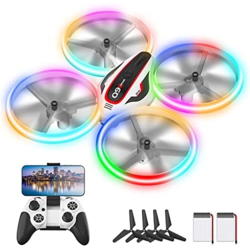 Q9C RC Drone with 720P HD FPV Camera for Kids and Adults Cool Toys Gifts for Boys Girls Teenage with LED Light,Propeller Full Protect,Hobby Quadcopter with Altitude Hold,2 Batteries and Remote Control,Easy to Fly