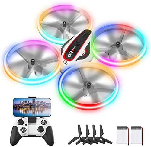 Q9C RC Drone with 720P HD FPV Camera for Kids and Adults Cool Toys Gifts for Boys Girls Teenage with LED Light,Propeller Full Protect,Hobby Quadcopter with Altitude Hold,2 Batteries and Remote Control,Easy to Fly