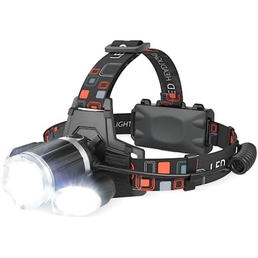 Rechargeable Headlamp, 10000 High Lumen Head Lamp, Super Bright LED Head Light Camping Accessories with Red Light, 4 Modes USB Recharge Flashlight, Waterproof Headlight Camping Gear for Adults Kids