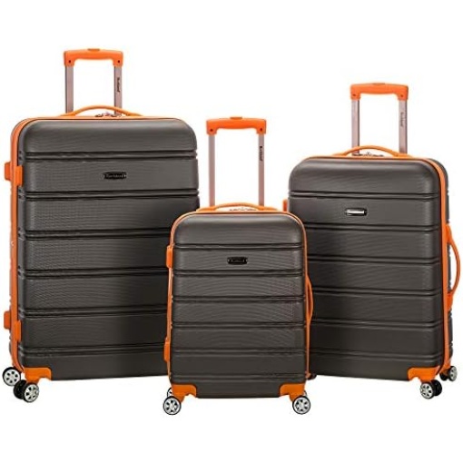 Rockland Melbourne Hardside Expandable Spinner Wheel Luggage, Charcoal, 3-Piece Set (20/24/28)