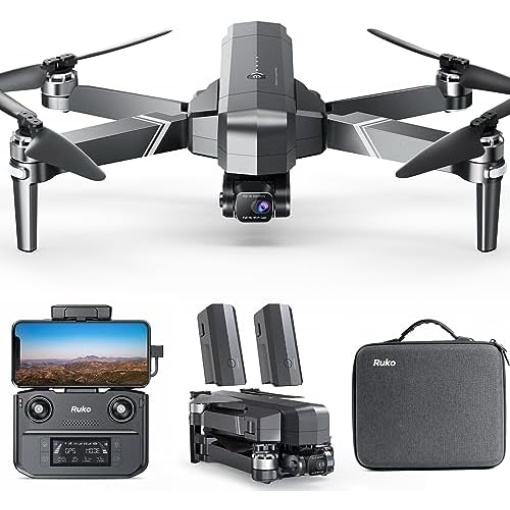 Ruko F11GIM2 Drones with Camera for Adults 4K, 9800ft Long Range Video Transmission, 3-Axis Gimbal, 56Mins Flight Time GPS Auto Return and Follow Me Quadcopter with Upgraded Controller, Level 6 Wind Resistance