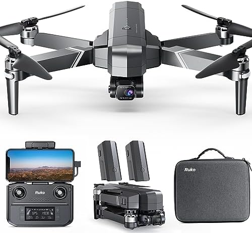 Ruko F11GIM2 Drones with Camera for Adults 4K, 9800ft Long Range Video Transmission, 3-Axis Gimbal, 56Mins Flight Time GPS Auto Return and Follow Me Quadcopter with Upgraded Controller, Level 6 Wind Resistance