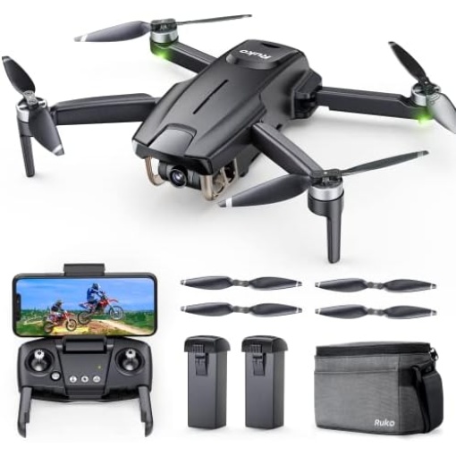 Ruko F11MINI Drones with Camera for Adults 4K, Under 250g, 2 Batteries 60 Min Flight Time, Foldable and Lightweight, 5GHz WiFi, GPS Auto Return, Follow Me, Waypoints, Points of Interest for Beginner