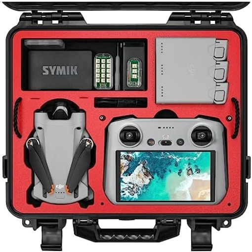 SYMIK A310-MM3DL Mini 3 Pro Dual Layer Waterproof Hard Carrying Case for DJI Mini 3 Pro/Mini 3 /Fly More Combo, Fits DJI RC/RC-N1 Remote, Tablet Holder, Landing Pad, Accessories