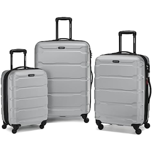 Samsonite Omni PC Hardside Expandable Luggage with Spinner Wheels, 3-Piece Set (20/24/28), Silver