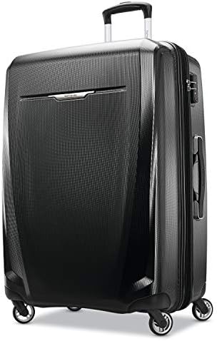 Samsonite Winfield 3 DLX Hardside Expandable Luggage with Spinners, Checked-Large 28-Inch, Black