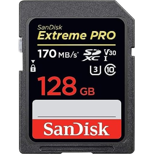 SanDisk 128GB Extreme PRO SDXC UHS-I Card - C10, U3, V30, 4K UHD, SD Card - SDSDXXY-128G-GN4IN