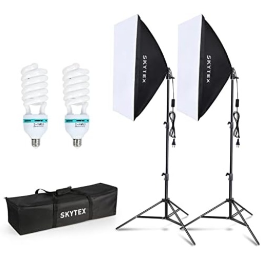 Softbox Lighting Kit, skytex Continuous Photography Lighting Kit with 2x20x28in Soft Box | 2x135W 5500K E27 Bulb, Photo Studio Lights Equipment for Camera Shooting, Video Recording