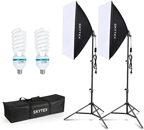 Softbox Lighting Kit, skytex Continuous Photography Lighting Kit with 2x20x28in Soft Box | 2x135W 5500K E27 Bulb, Photo Studio Lights Equipment for Camera Shooting, Video Recording