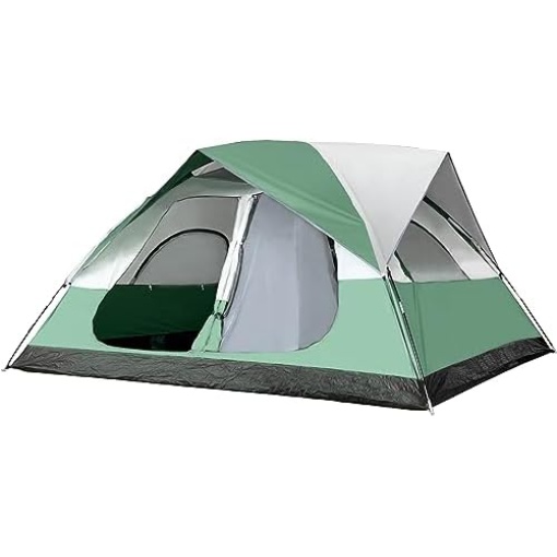 Suzhi 4/6/8 Person Waterproof Tent with Two Rooms, Family Size Tents for Camping, 2 Sides Large Mesh Windows, 2 Wider Doors, Easy Setup, Portable with Carry Bag