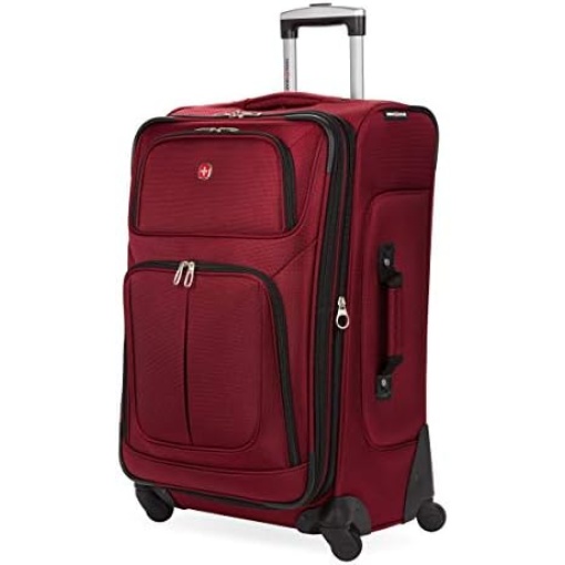 SwissGear Sion Softside Expandable Luggage, Burgandy, Checked-Medium 25-Inch