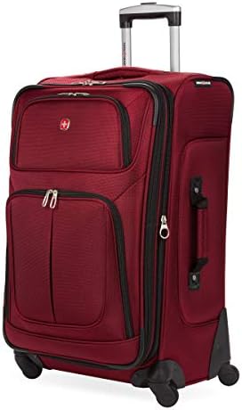 SwissGear Sion Softside Expandable Luggage, Burgandy, Checked-Medium 25-Inch