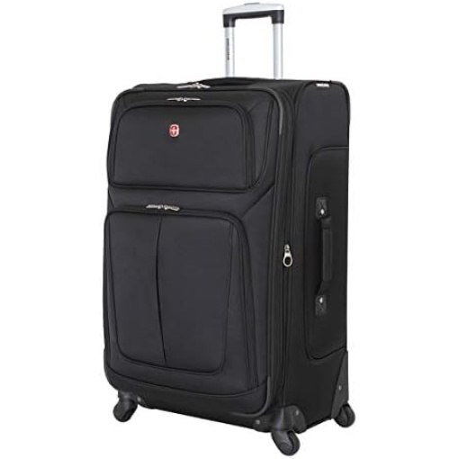 SwissGear Sion Softside Expandable Roller Luggage, Black, Checked-Large 29-Inch