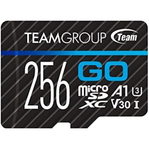 TEAMGROUP GO Card 256GB Micro SDXC UHS-I U3 V30 4K for GoPro & Action Cameras High Speed Flash Memory Card with Adapter for Outdoor, Sports, 4K Shooting TGUSDX256GU303