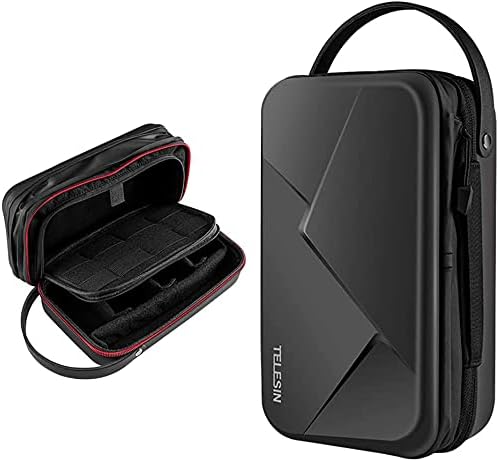 TELESIN Large Carry Case Waterproof Protective Travel Carrying Bag for GoPro Max Mini Hero 12 11 10 9 8 7 6 5, DJI Action 3 4, Insta360 X2 X3 GO3 Battery Charger Selfie Stick Strap Mount Accessories