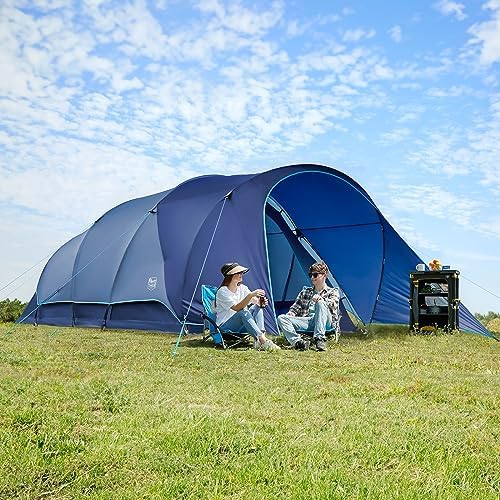 TIMBER RIDGE 8 Person Camping Tent with Large Porch, Portable Waterproof Windproof Family Tent with Rainfly Carry Bag Room Divider, Easy Set-up Tent with Excellent Ventilation for Camping, 3 Season