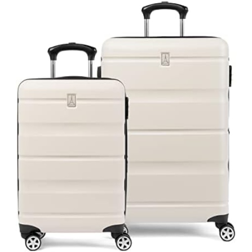 Travelpro Runway 2 Piece Luggage Set, Carry-on & Convertible Medium to Large 28-Inch Check-in Hardside Expandable Luggage, 8 Spinner Wheels, TSA Lock, Hardshell Suitcase, White