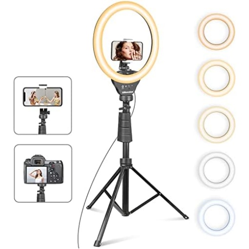 UBeesize 12'' Selfie Ring Light with 62’’ Tripod Stand for Video Recording＆Live Streaming(YouTube, Instagram, TIK Tok), Compatible with Phones, Cameras and Webcams