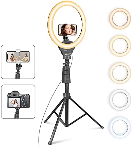 UBeesize 12'' Selfie Ring Light with 62’’ Tripod Stand for Video Recording＆Live Streaming(YouTube, Instagram, TIK Tok), Compatible with Phones, Cameras and Webcams