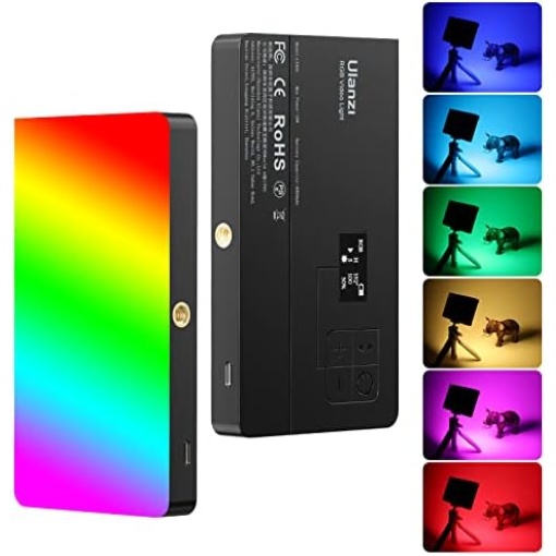 ULANZI PL-01 RGB Video Light, Portable LED Camera Light Panel 0-360 Full Color, CRI 95+ 2500-9000K LED Video Light, 4000mAh Rechargeable LED DSLR Lighting for Vlogging, Photography, Video Conference