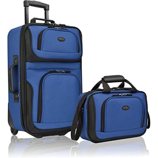 U.S. Traveler Rio Rugged Fabric Luggage, Royal Blue, 2 Wheel