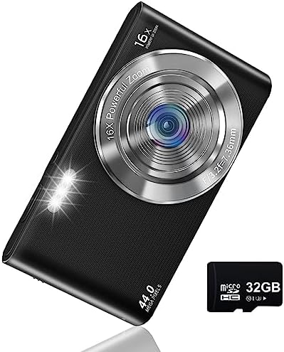 VJIANGER 4K Digital Camera 44MP Point and Shoot Camera with 16X Digital Zoom 2.4 Inch Kids Camera with 32GB SD Card Vlogging Camera for Teens Students Boys Girls Seniors(DC6-X3 Black2)