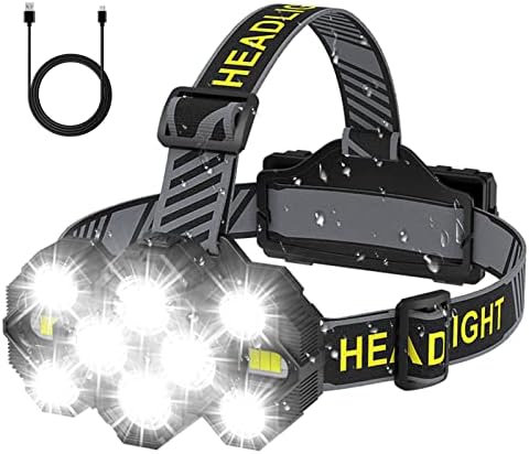 Victoper Headlamp Rechargeable, 22000 Lumen Bright 10 LEDs Head Lamp, 8+2 Modes Head Light with Red Light for Adult, Waterproof Head Flashlight for Outdoor Running, Hunting, Camping, Hiking