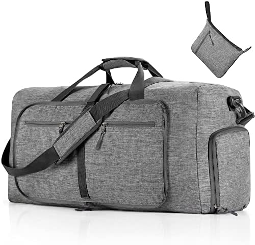 Vomgomfom Travel Duffle Bag for Men, 65L Foldable Travel Duffel Bag with Shoes Compartment Overnight Bag for Men Women Waterproof & Tear Resistant 65L 85L 115L