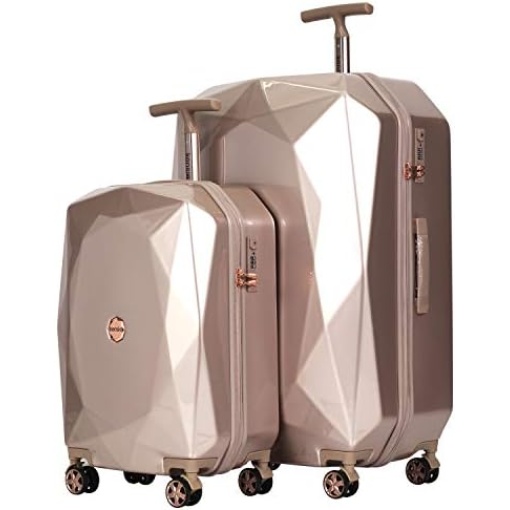 kensie Women's 3D Gemstone TSA Lock Hardside Spinner Luggage, Lightweight, Telescoping Handles, TSA-Approved, Rose Gold, 2 Piece Set (28"/20")