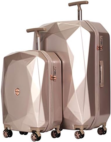 kensie Women's 3D Gemstone TSA Lock Hardside Spinner Luggage, Lightweight, Telescoping Handles, TSA-Approved, Rose Gold, 2 Piece Set (28"/20")