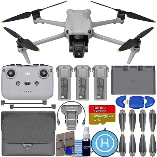 DJI Air 3 Fly More Combo with DJI RC-N2 Controller Drone with 4K HDR, 46-Min Max Flight Time, 48MP CP.MA.00000692.01 Bundle with 128GB Memory Card, Landing Pad + More