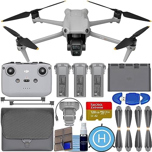 DJI Air 3 Fly More Combo with DJI RC-N2 Controller Drone with 4K HDR, 46-Min Max Flight Time, 48MP CP.MA.00000692.01 Bundle with 128GB Memory Card, Landing Pad + More