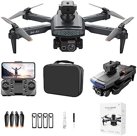 Drone with Two-Lens Camera for Adults 4k HD Fpv Camera Remote Control Toys Gifts Drone with Camera for Kids 8-12 with Altitude Hold Headless Mode Start Speed Quadcopter (Black)