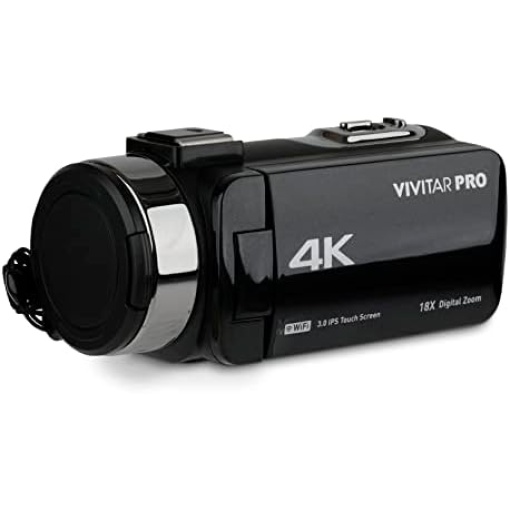 Vivitar 4K Video Camera, Wi-Fi Ultra HD Camcorder with 18x Digital Zoom, 3” IPS Touchscreen Video Recorder with Night Vision, Vlogging Camera with 3.5mm Microphone Jack, Rechargeable, SD Card Slot