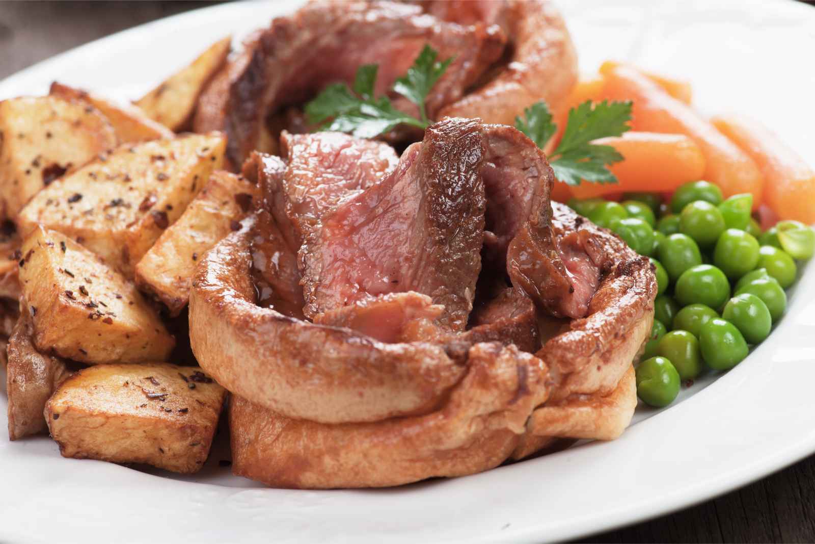 London Food Sunday Roast with Yorkshire Pudding