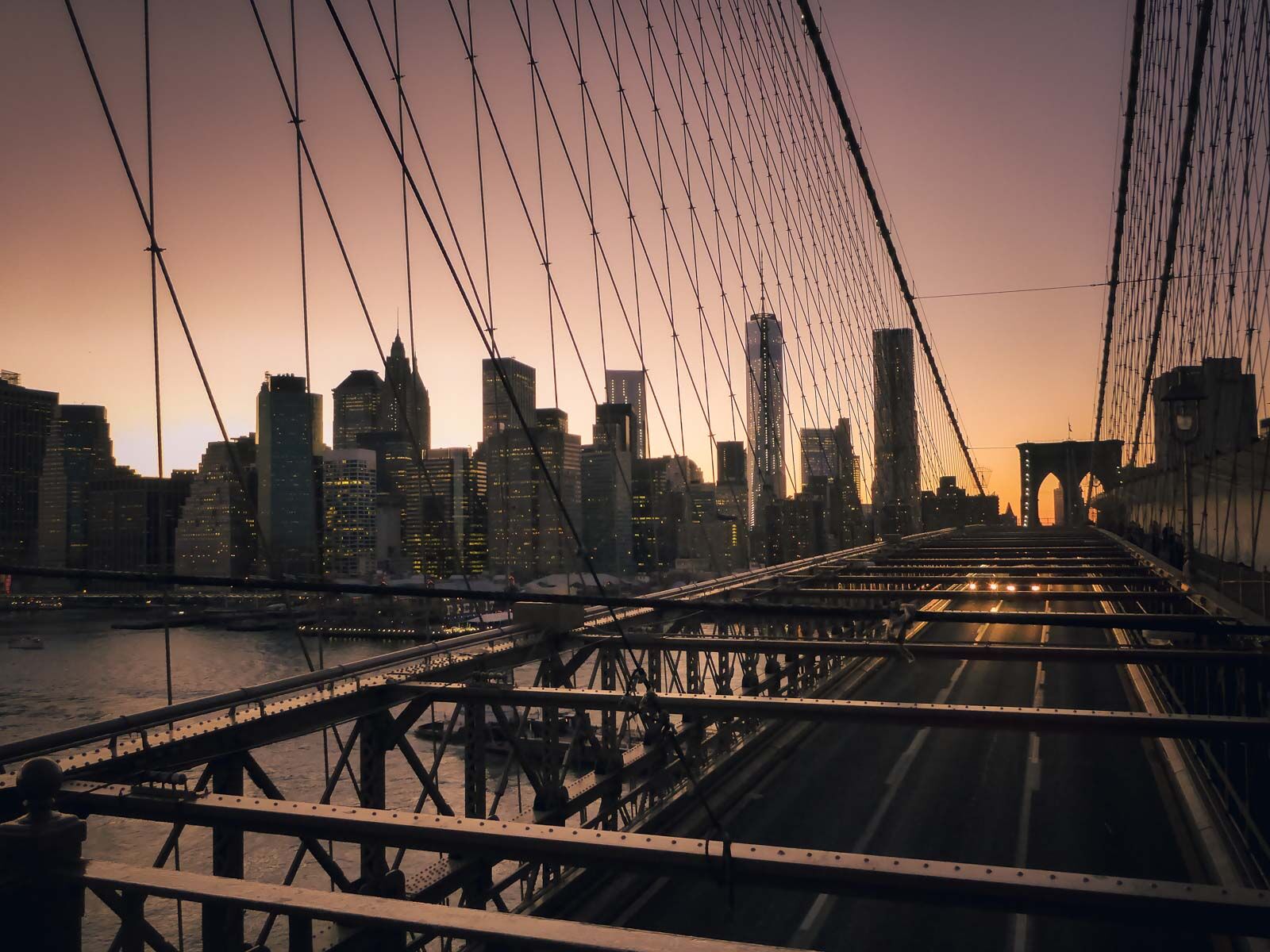 New York At Night Brooklyn Bridge Walk