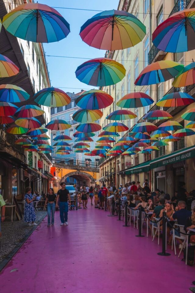 View of Pink Street in Lisbon