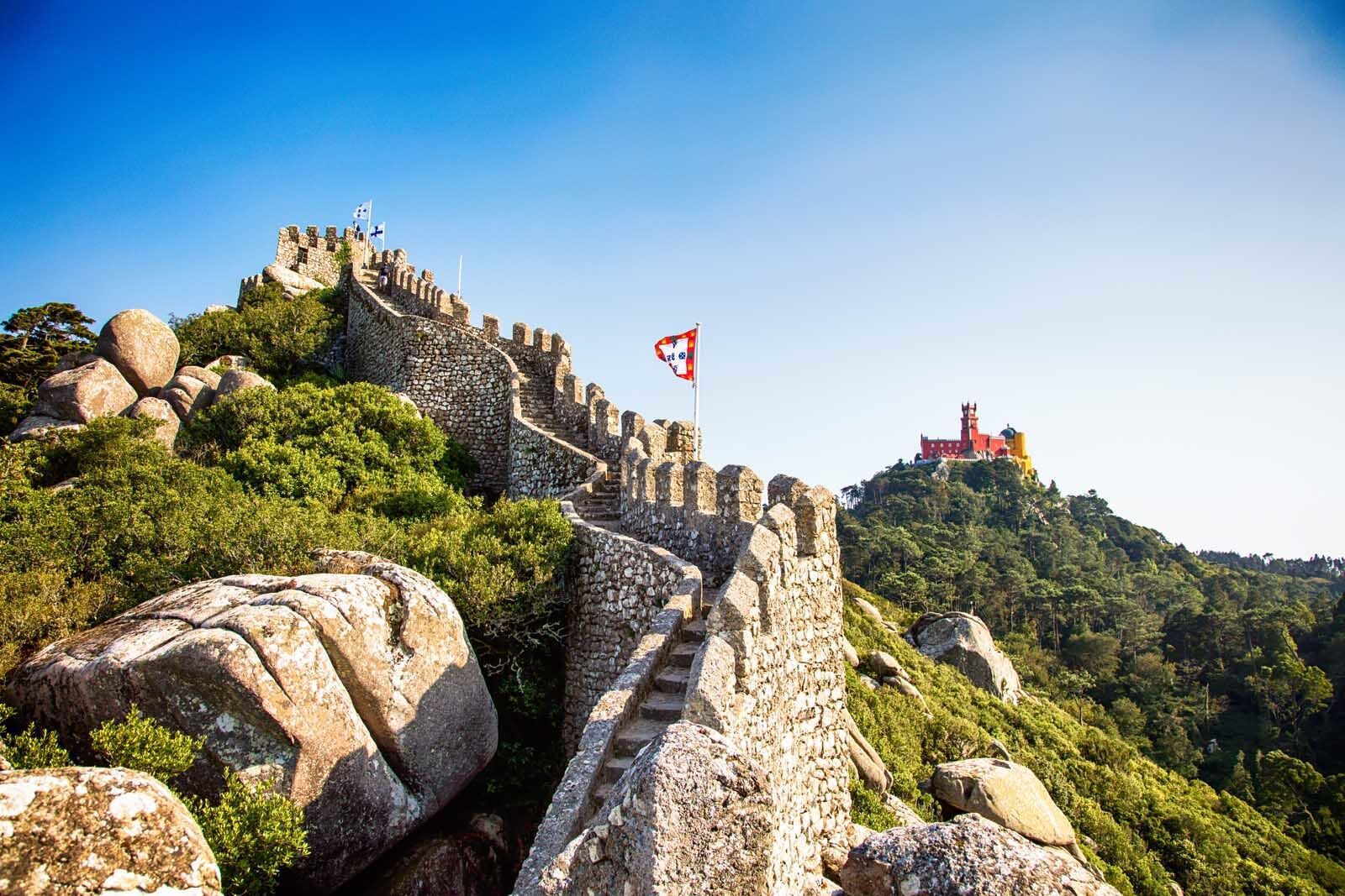 lisbon portugal itinerary day trip to sintra. moorish castle